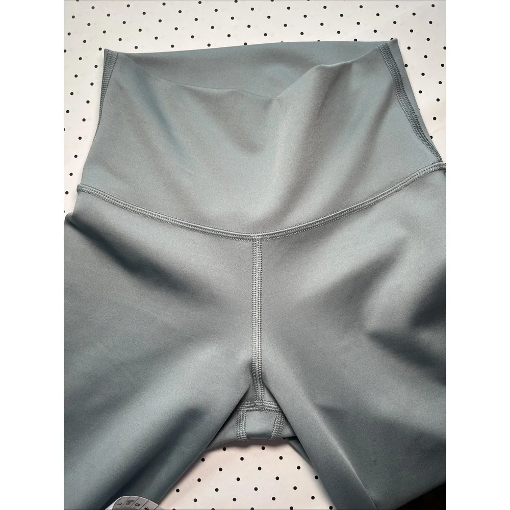 Alo High Waist Flare Leggings XXS Sage Gray Snap Hem Yoga Pants Women's